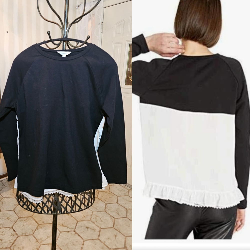 Boxy Blue and Black Long Sleeve Sweatshirt